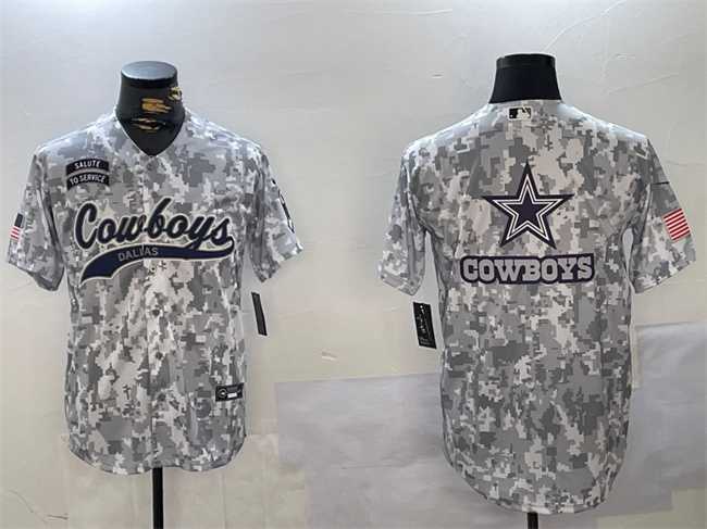 Men%27s Dallas Cowboys Team Big Logo 2024 Arctic Camo Salute To Service Stitched Baseball Jerseys